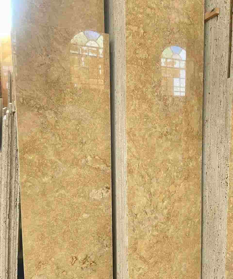 تصویر 2 از خرید سنگ تراورتن کمشچه ابر و بادی عسلی + قیمت فروش استثنایی
